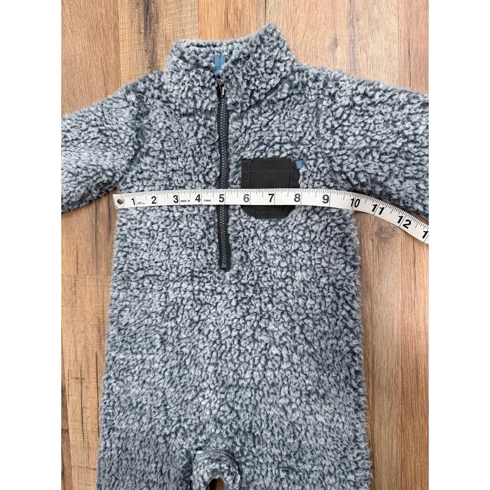 Carter's Baby Sherpa Fleece One Piece 6M Gray Cozy Zip‎ Suit Winter